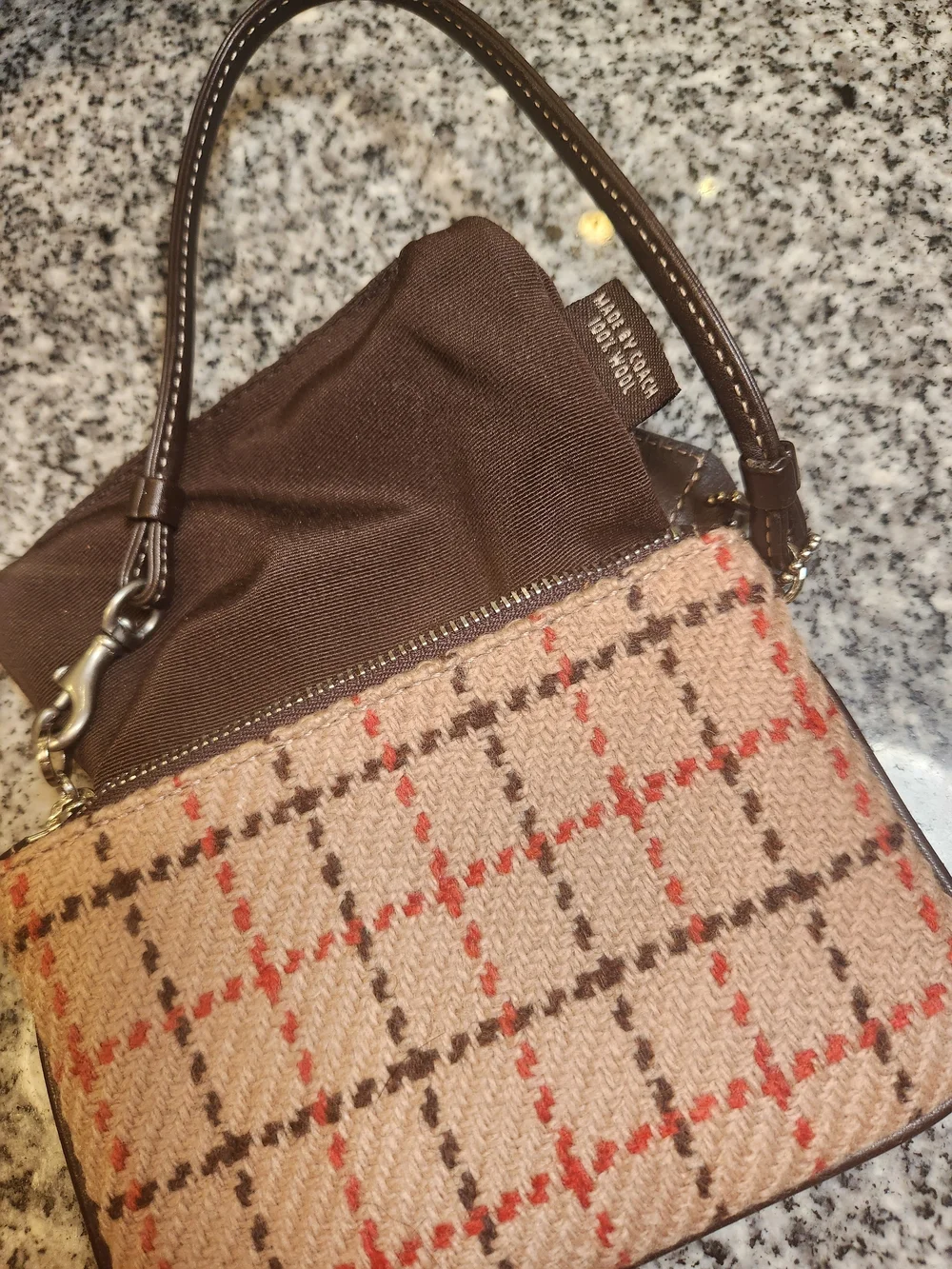 Coach Rare Vintage Plaid Tweed Wristlet Wallet